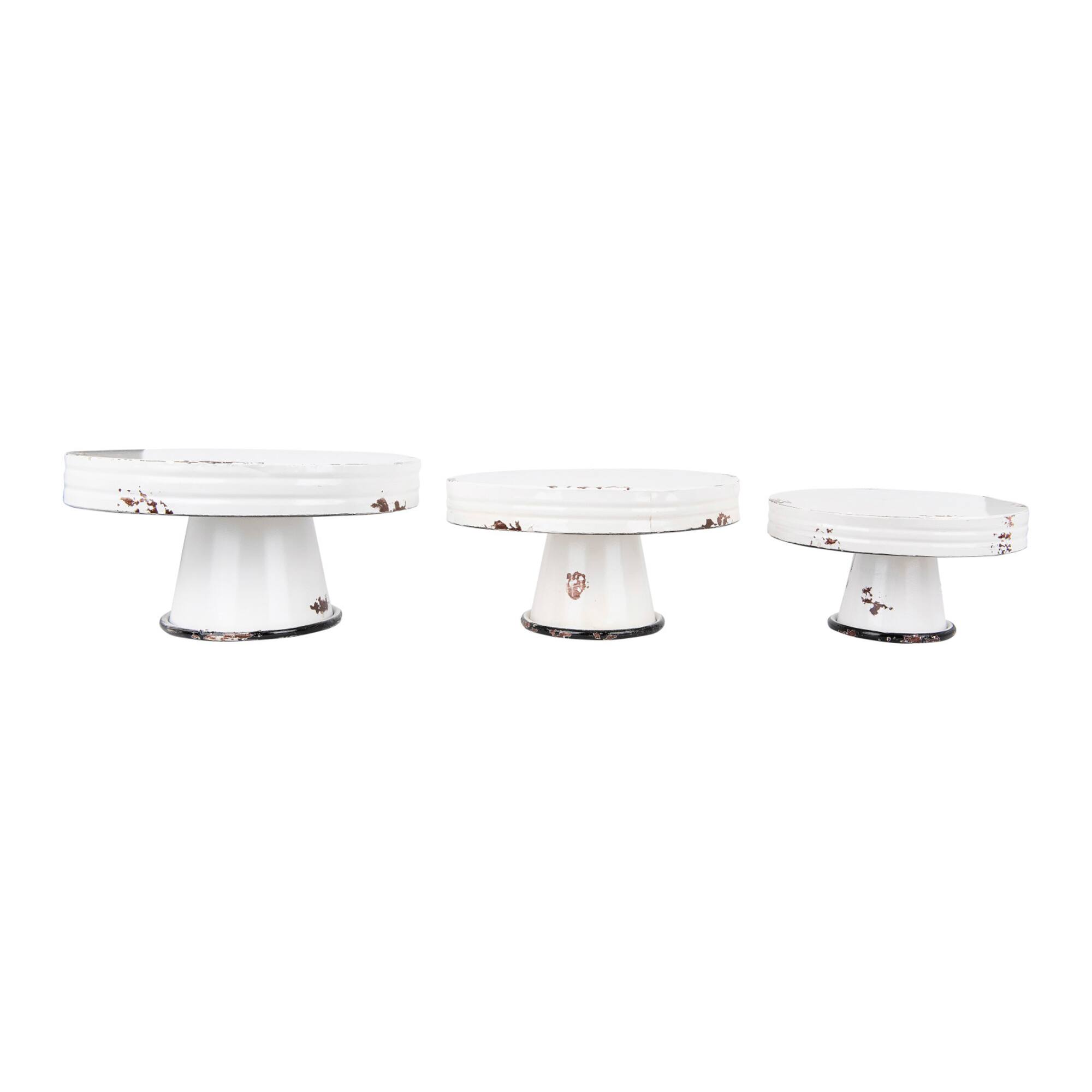 Hello Honey® Distressed White Decorative Metal Pedestals